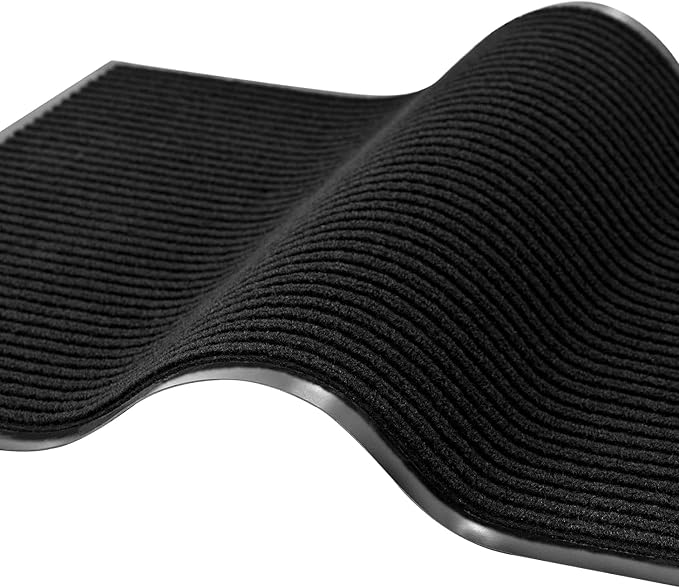 fani Heavy Duty Large Outdoor Indoor Entrance Black Doormat Waterproof Low Profile Entrance Rug Front Door Mat Patio Anti-Skid Rubber Back, 48x120 inch (Jet Black)