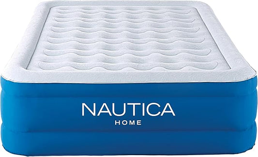 Nautica Home 16" Support Aire Size Full Cooling Pillow Top with Raised Edge Support, Curved iFlex Beam Construction, Inset Powerful Pump, Puncture Resistant Vinyl, Storage Bag
