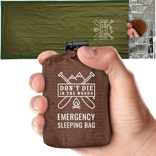 Emergency Sleeping Bag with Hood | Ultralight, Waterproof, Thermal Mylar Sleeping Bag Liner | Survival Bivy Space Blanket Bivey for Hiking, Backpacking, Earthquake, Camping, 72 Bug Out, Survival Kit