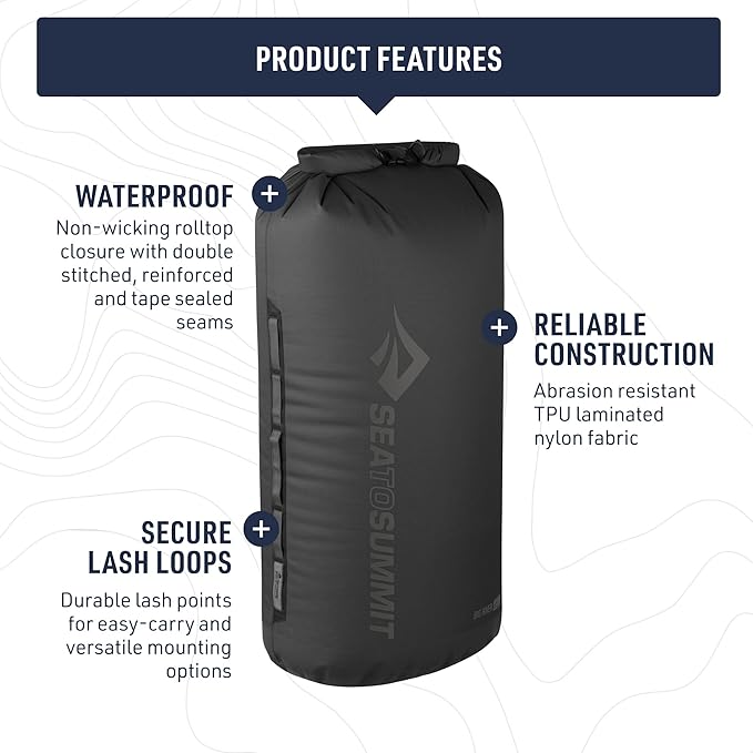 Sea to Summit Big River Dry Bag, Heavy-Duty Dry Storage, 65 Liter, Surf Blue