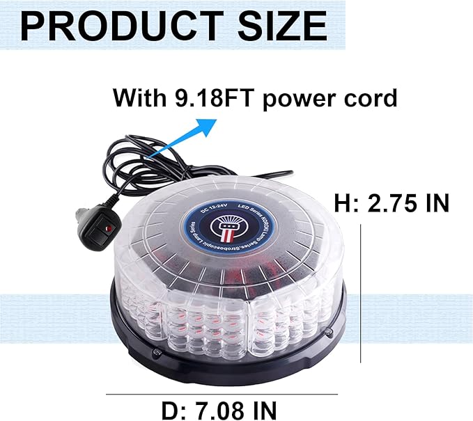 1PCS Magnetic Beacon Lights, 96LED Rooftop Mini Strobe Safety Flashing Warning Emergency Lights for Vehicles Trucks Forklift Tractors Golf Carts Boat Trailer Car Van (Amber&White)