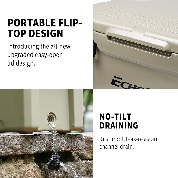 EchoSmile 25/30/35/40/60/75 Quart Rotomolded Cooler, Built to Stand up to The Rigors of The Journey