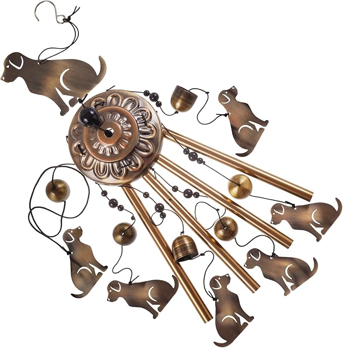Bronze Dogs Wind Chimes Decor, Mobile Wind Catcher, Retro Wind Bells, Blessing Wind Chime, Memorial Windchimes for Home, Balcony, Yard, Room, Xmas, Party, Indoor, Garden Decoration, Gifts for Mom