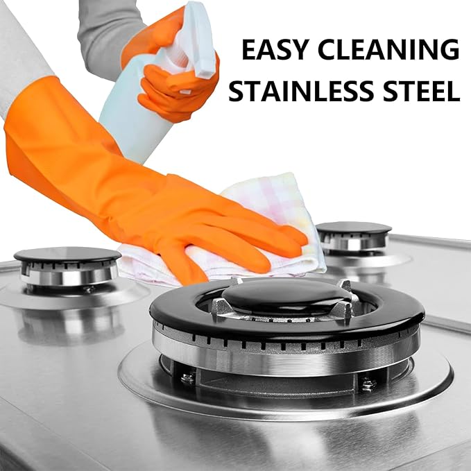 4 Burner 27400BTU 24 Inch NG/LPG Convertible Natural Gas Propane Cooktop, Stainless Steel Gas Stovetop with Thermocouple Protection for Kitchen, RV