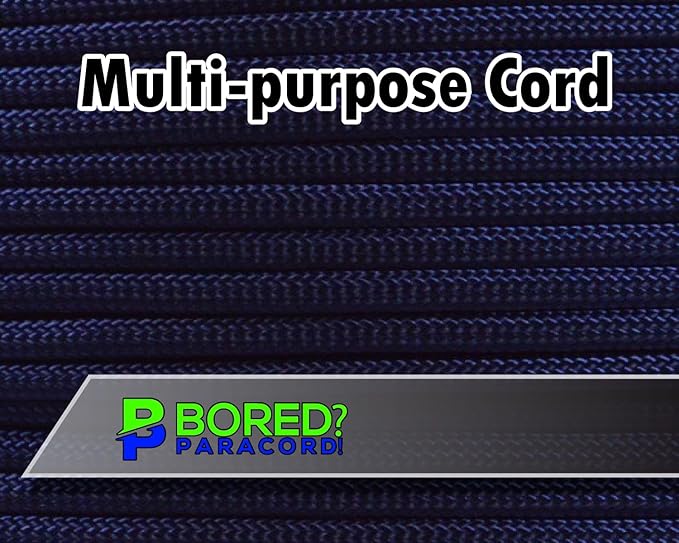 BORED? PARACORD! 550 lb Paracord - Ideal for Crafting, Camping, DIY Projects, Active & Military Outdoors - Strong Survival Rope - Tactical Parachute Cord Type III - Acid Midnight Blue 1000 Feet