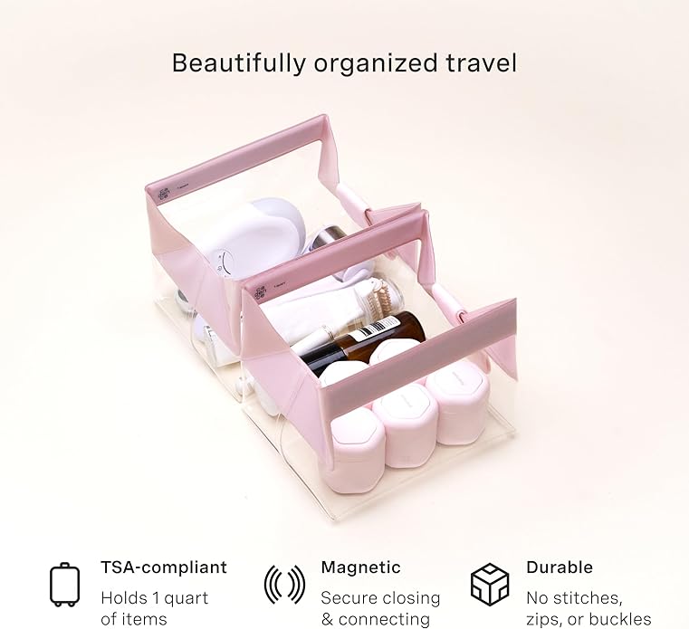 Cadence Parcel - Clear Dopp Kit with Magnetic Closure - Durable and Leak-Resistant Travel Toiletry Kit - Modular Design