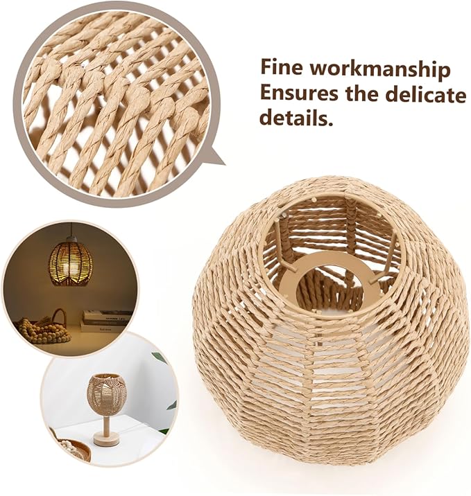2pcs Imitation Rattan Lampshade Chandelier Lampshade Imitated Woven Lamp Shade Hanging Lamp Shade Chandelier Shade Modern Style Lampshade Household Lampshade Creative Lampshade