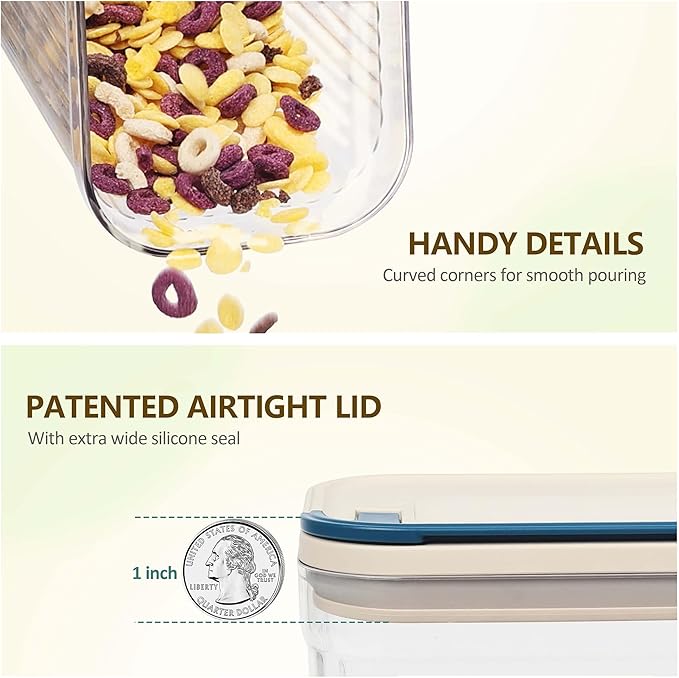 2 PACK 3.2L Food Storage Containers with Airtight Lids, 12" Tall Jar Food Container, BPA Free, Dry Food Storage for Pasta, Spaghetti, Cereal, Flour Pantry Organization, Cream