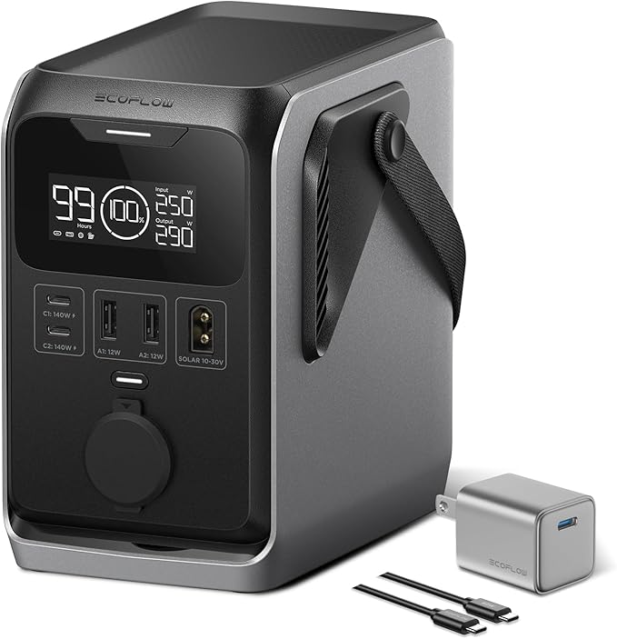 EF ECOFLOW Trail 300 DC Portable Power Station with 30W USB C Charger, 288Wh LiFePO4 Power Bank, Solar Generator, for Camping, Travel, and Emergency Power