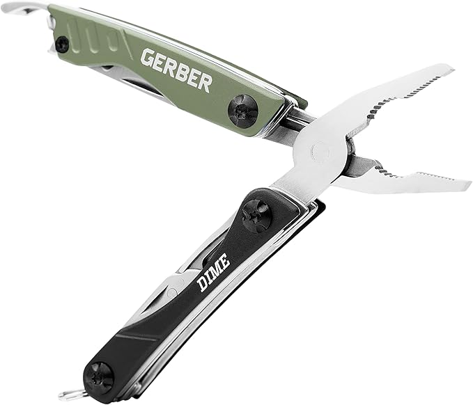 Gerber Gear Dime 12-in-1 Mini EDC Multitool - Needle Nose Pliers, Pocket Knife, Keychain, Bottle Opener - EDC Gear and Equipment - Green