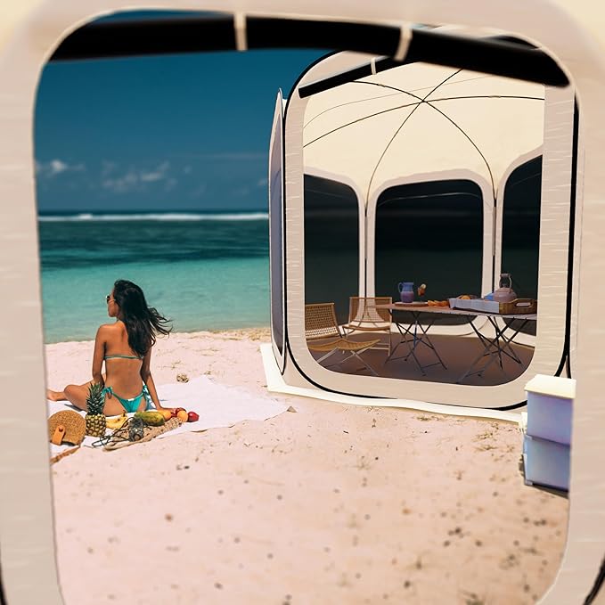 HOOYEAH Pop-up Screen House Tent, Portable Screen Room Camping Canopy Tent Instant Screen Tent Ultimate Outdoor Shelter with Carry Bag for Patio, Backyard, Garden and Outdoor Activities, 10x10