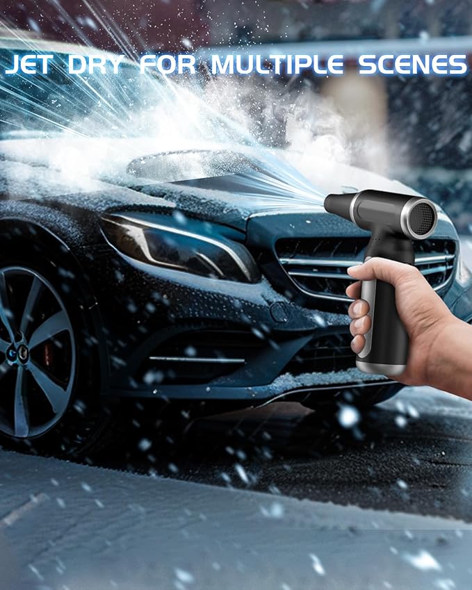 Electric Compressed Air Duster - 33,0000 RPM Rechargeable Cordless Turbo Blower, Portable Air Blower Gun for Cars, PC, Keyboard, Home & Outdoor Dust Cleaning (Replaces Compressed Air Cans)