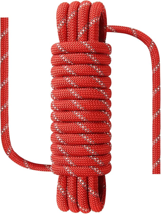 1/2 in x 16 ft Boat Marine Rope for Canyoneering, Floating, Fishing, Rafting, Camping, Hiking, Hunting, Anchor, Arborist Tree, Rafting, Rescue, Knotting Practice Nylon/Polyester Red
