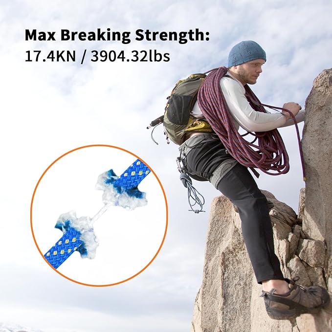 AOLEBA 8.5mm Static Climbing Rope, Outdoor Rock Climbing Ropes, Heavy Duty Rappelling Rope for Fire Rescue, Escape, 10M(32Ft) 20M(64Ft) 30M(96Ft) Ice Climbing Equipment & Parachute Accessories