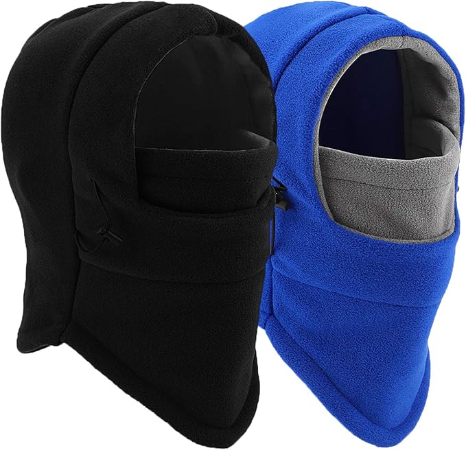Balaclava Ski Mask 2 Pcs - Windproof Warmer Fleece Adjustable Winter Mask for Men Women