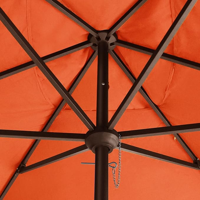EliteShade USA 10-Year-Non-Fading 6.5x10Ft Rectangular Market Umbrella Patio Umbrella Outdoor Table Umbrella with Ventilation（Rust）