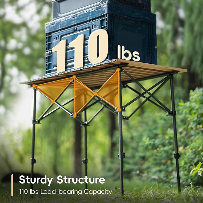 Camping Table Folding Camp Table Roll Up Surface Lightweight, Collapsible Height Adjustable Suitable for Picnic Adults with Carry Bag for Indoor Outdoor BBQ Picnic Gathering Patio