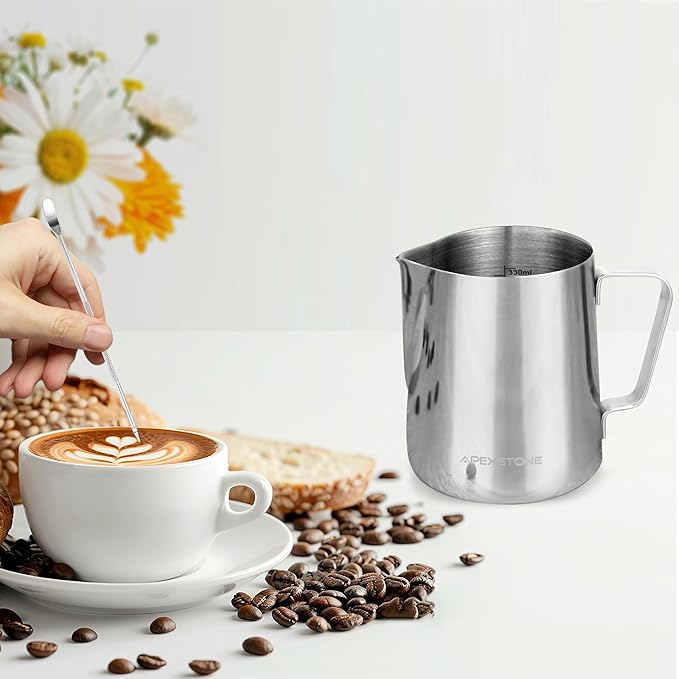 Apexstone 12 oz Espresso Steaming Pitcher, Coffee Milk Frothing Cup, Coffee Steaming Pitcher 12 oz/350 ml
