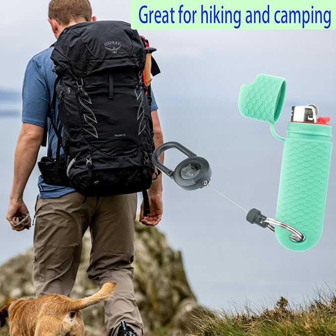 5 Pcs Waterproof Lighter Case Cover Holder for BIC Regular Lighters Sleeve Type J6 Outdoor Survival Multipurpose Seal Lighter Pouchfor Hiking and Camping (Cyan, 5)
