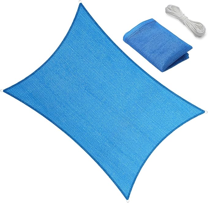 8' x 23' Blue Outdoor Sun Shade Sail Canopy ??UV Resistant Permeable Awning Fabric for Patio, Garden, Backyard, Pergola, Carport, Lawn Shelter Cover