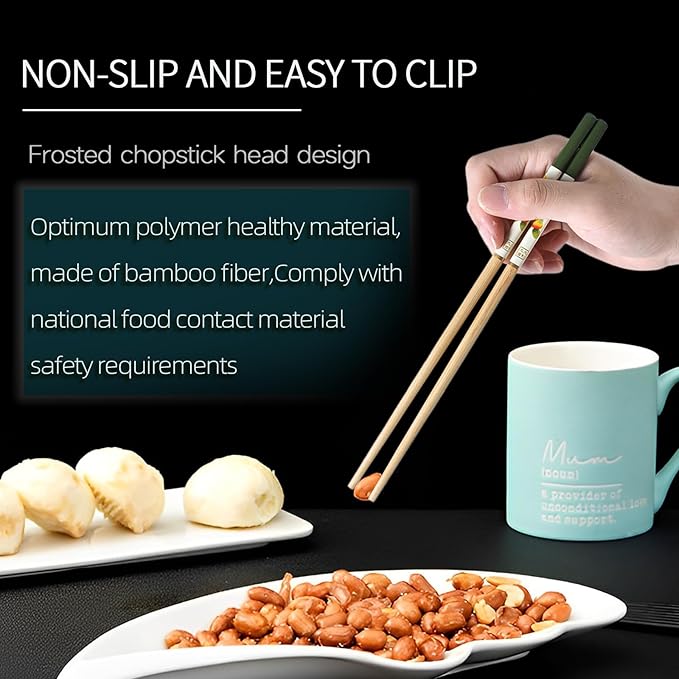 200 pairs Bamboo Chopsticks 9.4 Inches with Chinese & Japanese Styles Reusable Bulk, Dishwasher Safe-Persimmon