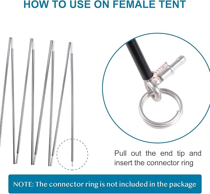 Preassembled Tent Poles Replacement, Gray 7001 T6 Heated Aluminum Tent Poles 1 Pole Pack