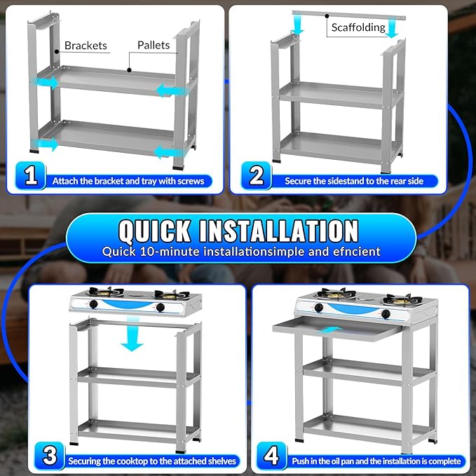 2 Burner Propane Gas Stove,19000BTU Portable Gas Stove with Support Leg Stand and Adapter Auto Ignition Camping Stove,propane burner for RV, Apartment, Outdoor Cooking