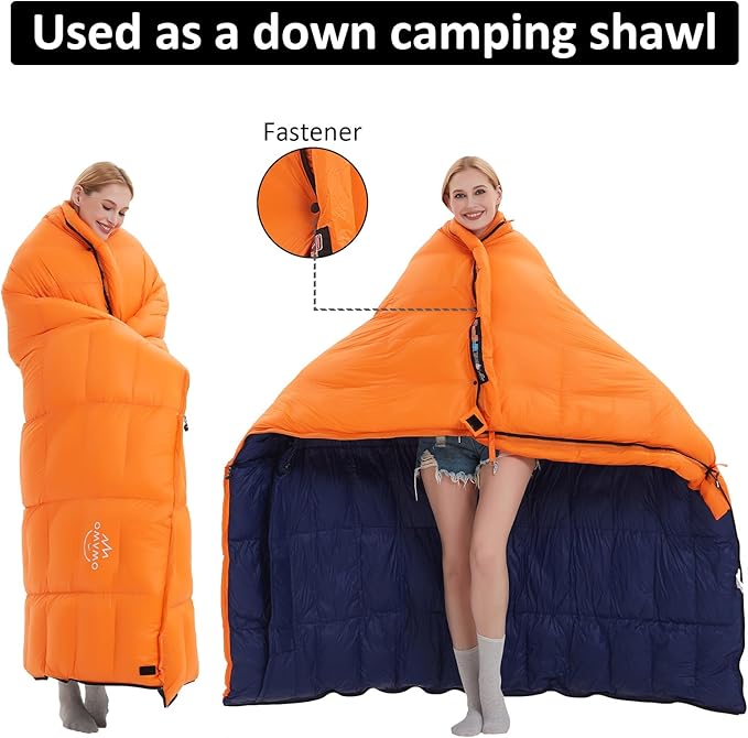 '-10°F 0°F 10°F 15°F Down Sleeping Bag for Adults,800/650 Fill Power,Ultralight Wearable 4 Season Cold Weather Rectangle Sleeping Bag for Camping Hiking,Can be Used as a Down Blanket or Cloak