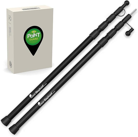 Telescoping Tarp Poles Set of 2 – Adjustable Aluminum Rods for Tents and Tarps –Tarp Pole Light, USB Rechargeable LED Point Guard for Camping, Hiking, Biking, Fishing, Festivals, Parti