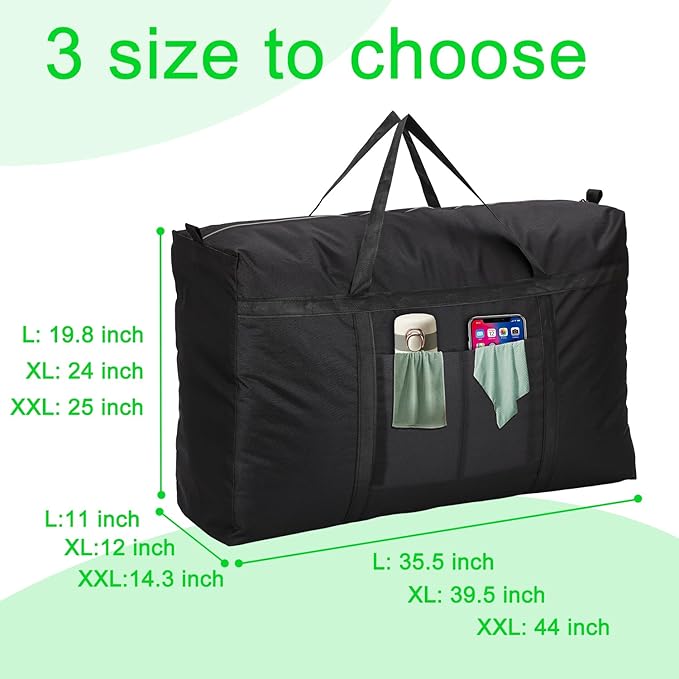 186L-45 Gallon Multipurpose Extra Large Storage Totes, Heavy Duty Totes, College, Christmas Tree, Foldable Travel Duffle Bags for Space Saving Moving Storage