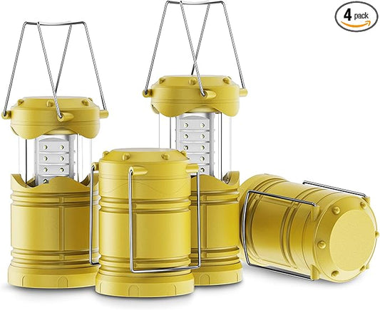 Lichamp 4 Pack LED Camping Lanterns, Battery Powered Camping Lights LED Collapsible Flashlight Portable Emergency Supplies Kit, A4YL