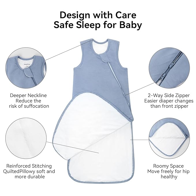 BubblePanda Rayon Made from Bamboo Sleep Sack 0-6 Months 1.0 Tog Soft Toddler Sleeping Sack 3-6 Months for Infant Newborn Babies 2-Way Zipper Baby Wearable Blanket 0-3 Months