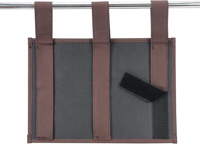 Hanging Bedside Caddy, Bedside Storage Organizer for Magazine, Phone, Remote control (4 Pockets-Coffee)