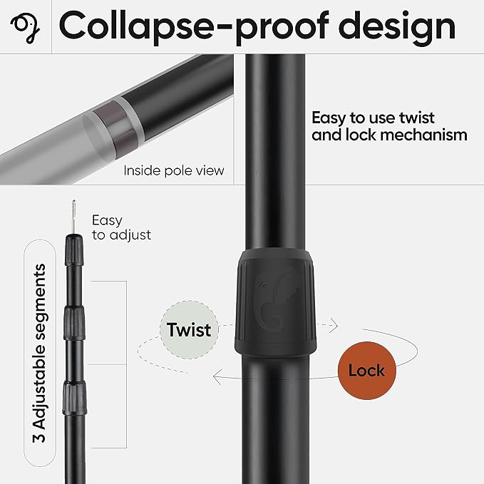 Green Elephant Camping Tarp Poles - Adjustable Aluminum Telescoping Tent Poles for Tarps, Canopy & Awning - Heavy Duty Collapsible Pole Set of 4 - Extends 8ft, Shrinks to 2ft - Caravan & Beach Shade