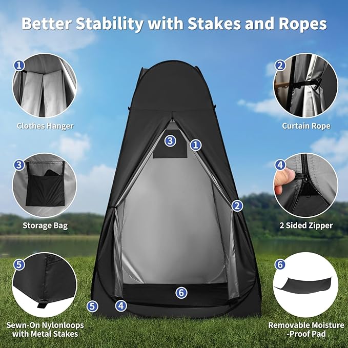 Pop Up Privacy Shower Tent, Outdoor Portable Changing Tent Camping for Camping Beach Toilet Shower Bathroom Changing Room Sun Shelter with Window with Carry Bag