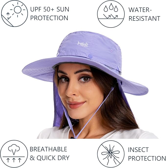 BASSDASH UPF 50+ Mosquito Sun Hat with Hidden Head Net and Neck Flap for Men Women Outdoor Fishing Hiking Camping FH16