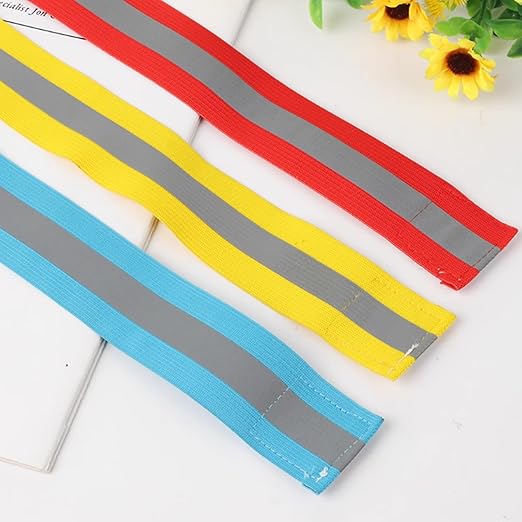 4 PCS Reflective Wrist Strap 4x1.5cm Running Safety Gear Reflective Wristbands High Visibility Bike Ankle Bands Reflector Armband Self-Adhesive Reflective Bands for Walking,Night Sports Red