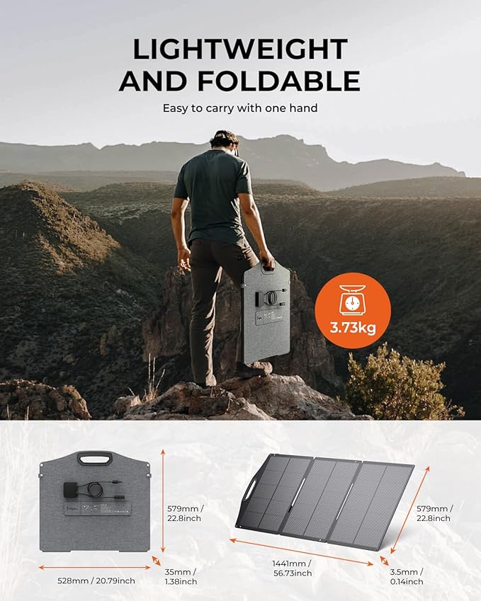 BigBlue SolarPowa 150 Foldable Solar Panel with Kickstands, IP68 Waterproof, 25% High Conversion Efficiency, N-Type Solar Cell, 150W Portable Solar Panel Charger for Camping, RV, Hurricane Blackout