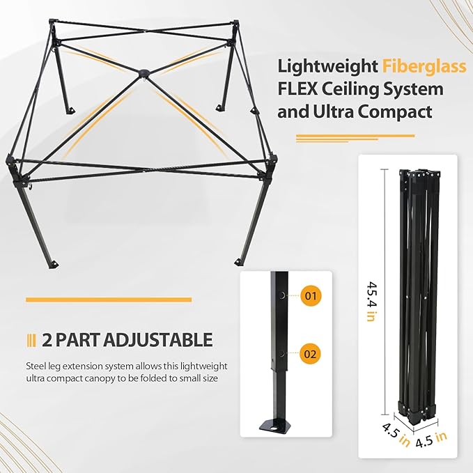 EAGLE PEAK Flex Compact 4x4 Pop-up Canopy Changing Room, Portable Privacy Dressing Room for Indoor Fashion Photoshoots, Camping, or Pool, Yellow/Orange