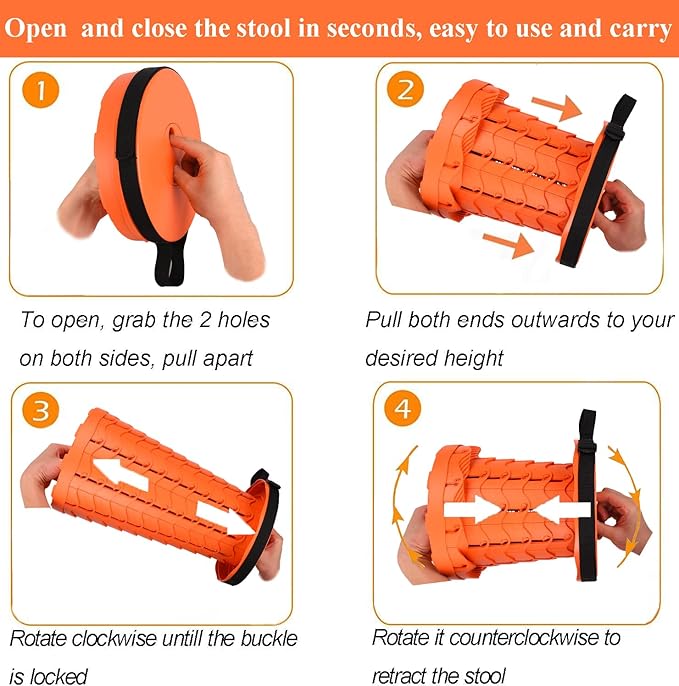 Fishboy Upgraded Collapsible Stool, 400lbs Max Weight, Lightweight But Sturdy, Portable Retractable Folding Telescoping Foldable Camping Stool for Adults Outdoor Fishing Hiking Gardening Travel BBQ