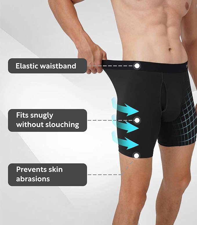 DAVID ARCHY Mens Performance Boxer Briefs 3 Pack, 3D Support Pouch & No Ride-Up Design Moisture-Wicking Sport Underwear