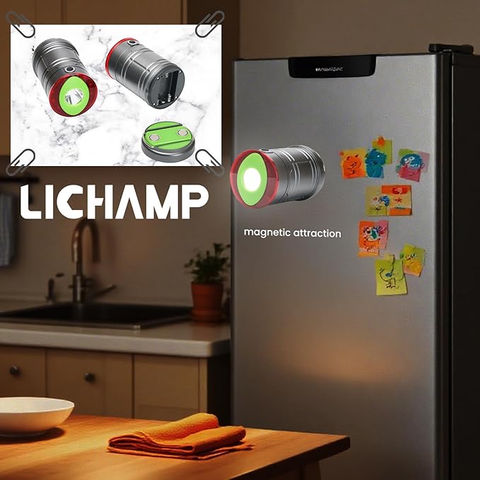 Lichamp Collapsible LED Camping Lantern, Portable Lightweight Waterproof LED Flashlight, 4 Light Modes, Survival Kits for Indoor Outdoor Home Emergency Power Outages Hiking Hurricane, 4 Pack, Medium