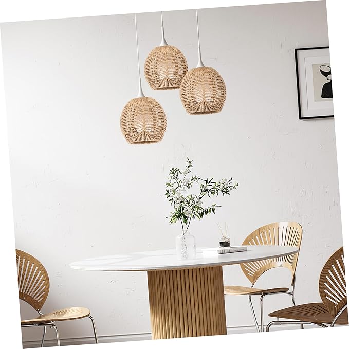 2pcs Imitation Rattan Lampshade Chandelier Lampshade Imitated Woven Lamp Shade Hanging Lamp Shade Chandelier Shade Modern Style Lampshade Household Lampshade Creative Lampshade