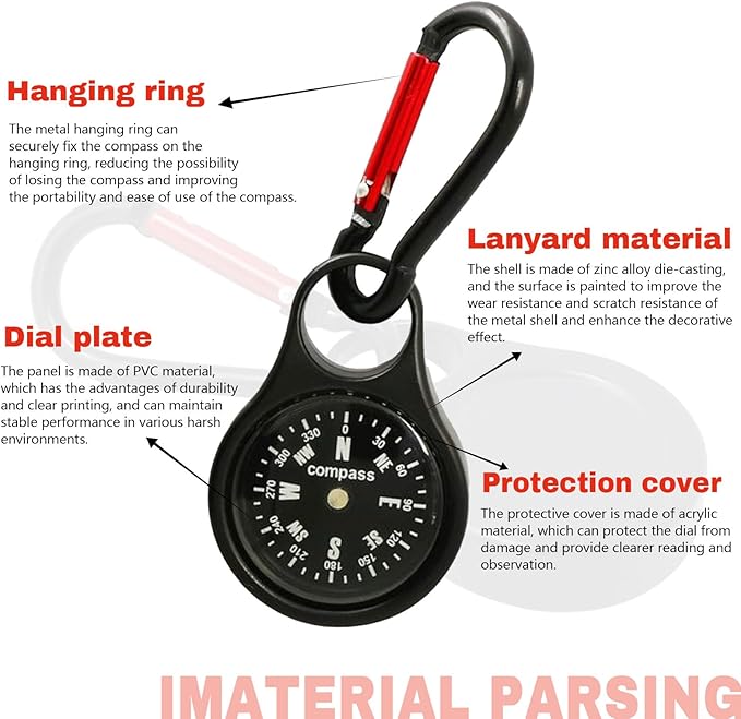 Custom Portable Compasses Keychain with Text Mini Compass with Waterproof Luminous Function Survival Gifts for Men Hiking Camping Hunting Map Navigation Tool