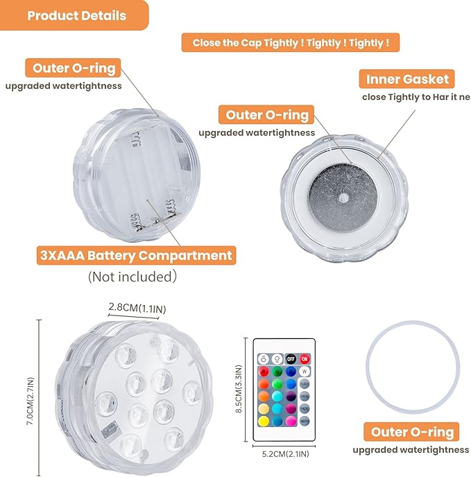 Boat Lights Wireless Battery Operated, Waterproof Marine Led Light for Deck Courtesy Interior Lights, Fishing Kayak Duck Jon Bass Boat, RGB Multi Color Remote Controlled, 4pcs