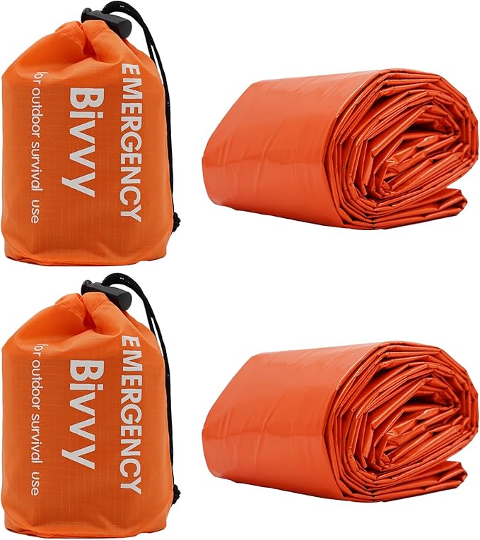 Emergency Sleeping Bag,Bivvy Bag,Survival Sleeping Bag,Camping Bivy Sacks,Emergency Blankets,Survival Sleeping Bag with Survival Bracelet for Camping and Outdoor Hiking, Orange