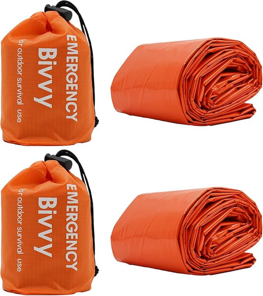 Emergency Sleeping Bag,Bivvy Bag,Survival Sleeping Bag,Camping Bivy Sacks,Emergency Blankets,Survival Sleeping Bag with Survival Bracelet for Camping and Outdoor Hiking, Orange