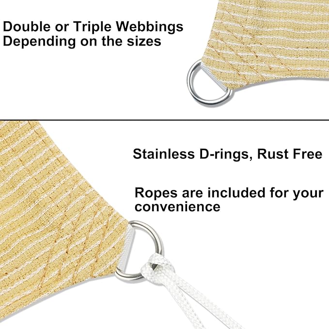 15' x 26' Beige Outdoor Sun Shade Sail Canopy ??UV Resistant Permeable Awning Fabric for Patio, Garden, Backyard, Pergola, Carport, Lawn Shelter Cover