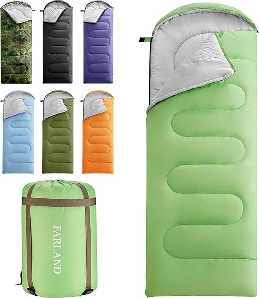 FARLAND Sleeping Bags 30℉ for Adults Teens Kids with Compression Sack Portable and Lightweight for 3-4 Season Camping, Hiking,Waterproof, Backpacking and Outdoors