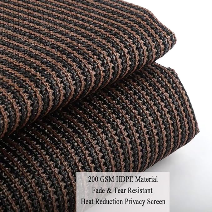 90% Sun Shade Cloth for Patio, 10x10 Ft Breathable Sunshade Fabric for Garden, UV Resisant & Privacy Protection Shade Screen for Pergola, Backyard, Deck, Pool, Balcony, Mocha